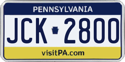 PA license plate JCK2800