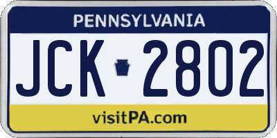PA license plate JCK2802