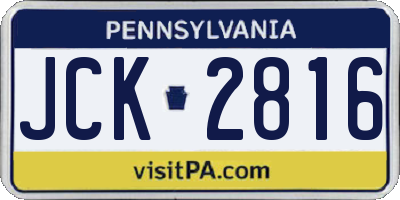 PA license plate JCK2816