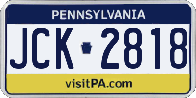 PA license plate JCK2818