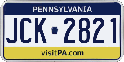 PA license plate JCK2821