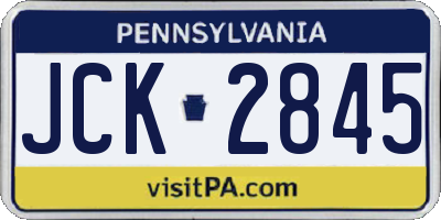 PA license plate JCK2845