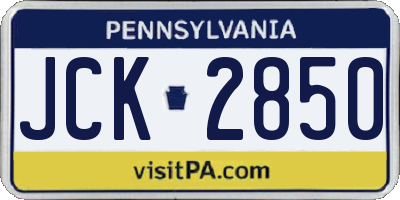 PA license plate JCK2850