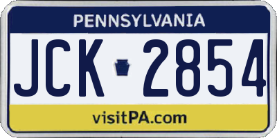 PA license plate JCK2854