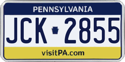 PA license plate JCK2855