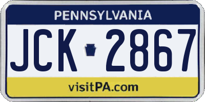 PA license plate JCK2867