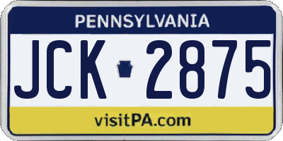 PA license plate JCK2875