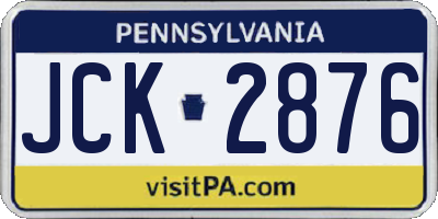PA license plate JCK2876