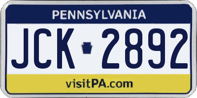 PA license plate JCK2892