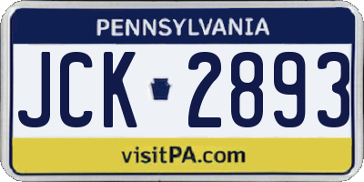 PA license plate JCK2893