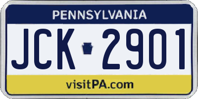 PA license plate JCK2901