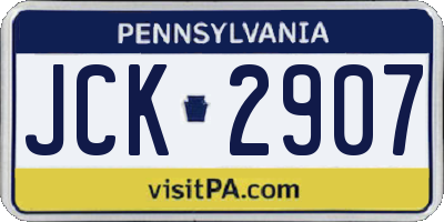 PA license plate JCK2907
