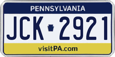 PA license plate JCK2921