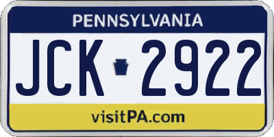 PA license plate JCK2922