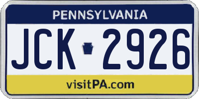PA license plate JCK2926