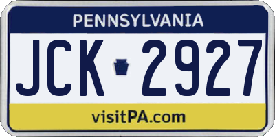 PA license plate JCK2927