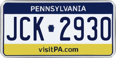 PA license plate JCK2930