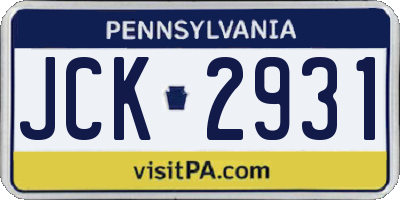 PA license plate JCK2931