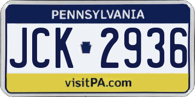 PA license plate JCK2936