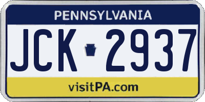 PA license plate JCK2937