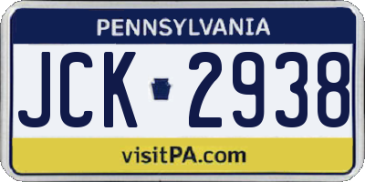 PA license plate JCK2938