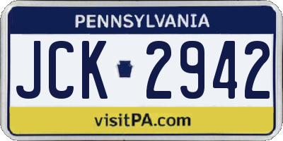 PA license plate JCK2942