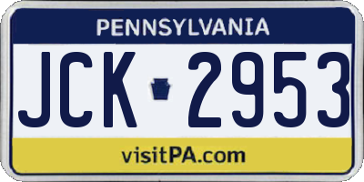 PA license plate JCK2953
