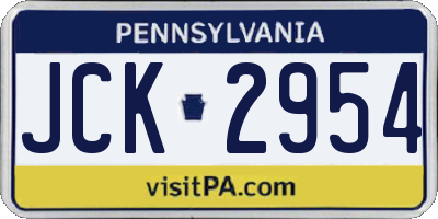 PA license plate JCK2954