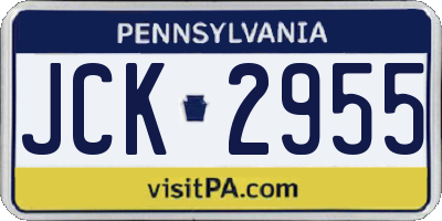 PA license plate JCK2955