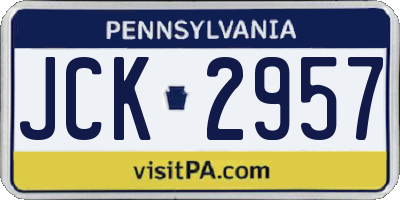 PA license plate JCK2957