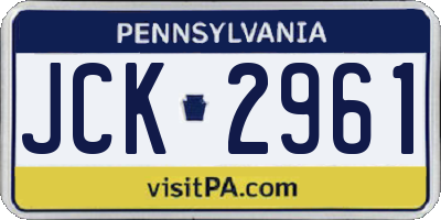 PA license plate JCK2961