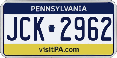 PA license plate JCK2962