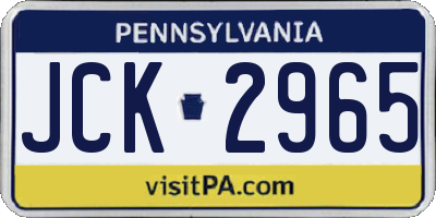 PA license plate JCK2965