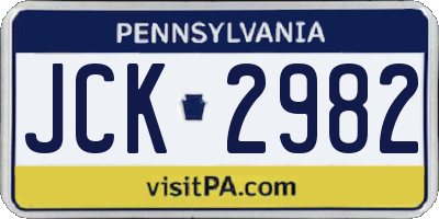 PA license plate JCK2982
