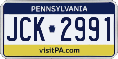 PA license plate JCK2991