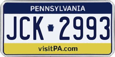 PA license plate JCK2993