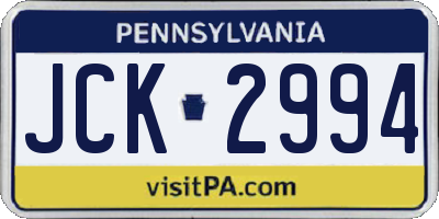 PA license plate JCK2994