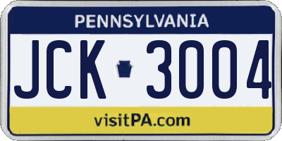 PA license plate JCK3004