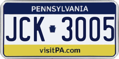 PA license plate JCK3005