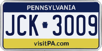 PA license plate JCK3009