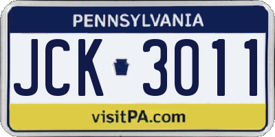 PA license plate JCK3011