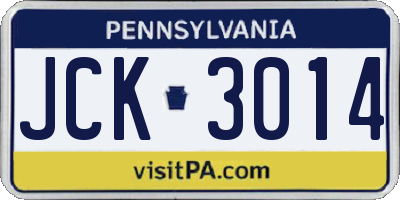 PA license plate JCK3014
