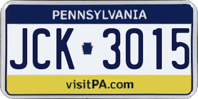 PA license plate JCK3015