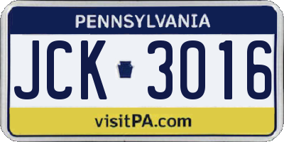 PA license plate JCK3016