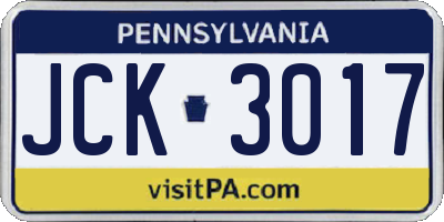 PA license plate JCK3017