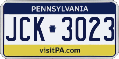 PA license plate JCK3023