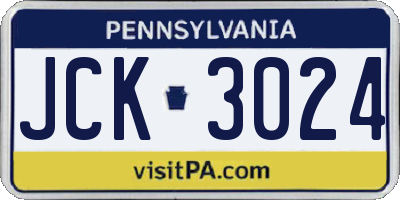PA license plate JCK3024