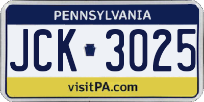PA license plate JCK3025