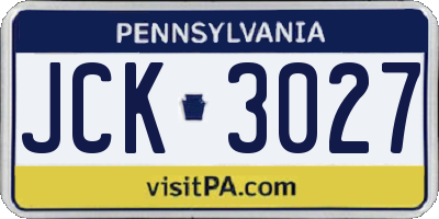 PA license plate JCK3027