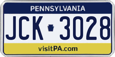 PA license plate JCK3028